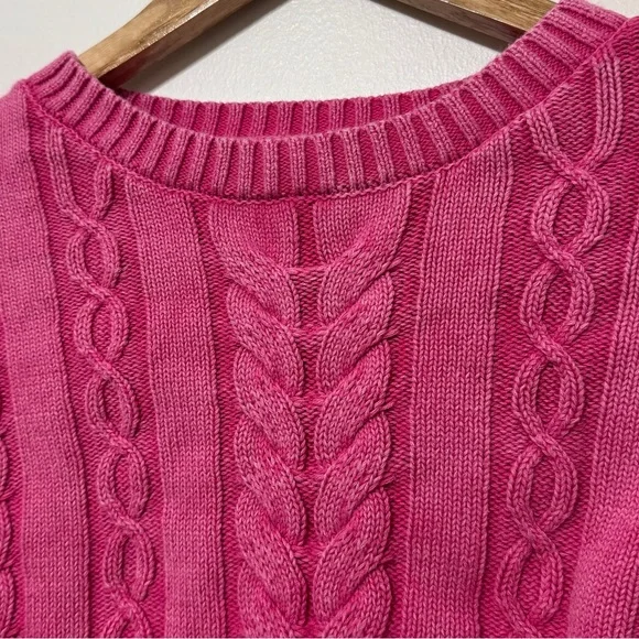 Altar’d State Cable Knit Sweater Size Medium Cropped Pink - Picture 5 of 6